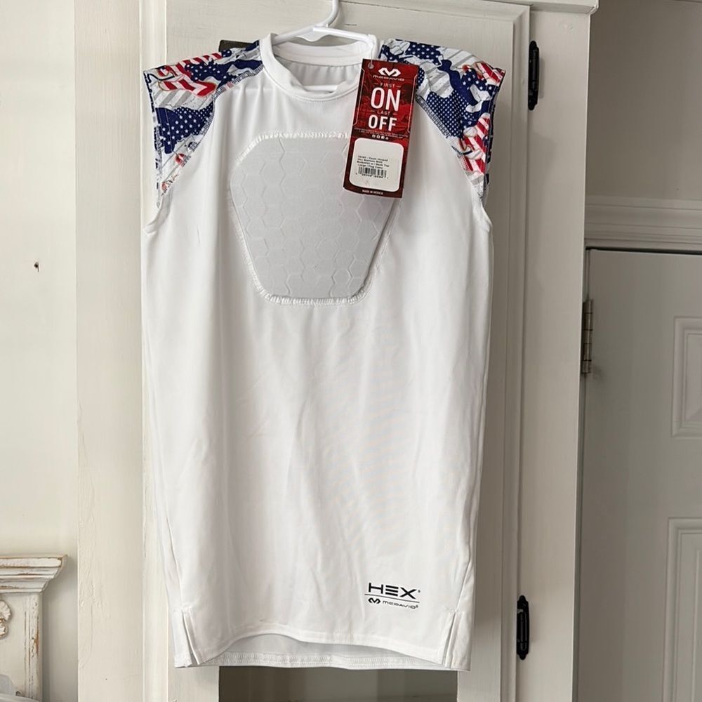 McDavid Youth Hex Sternum Compression Shirt with Flag Camo Accent Football